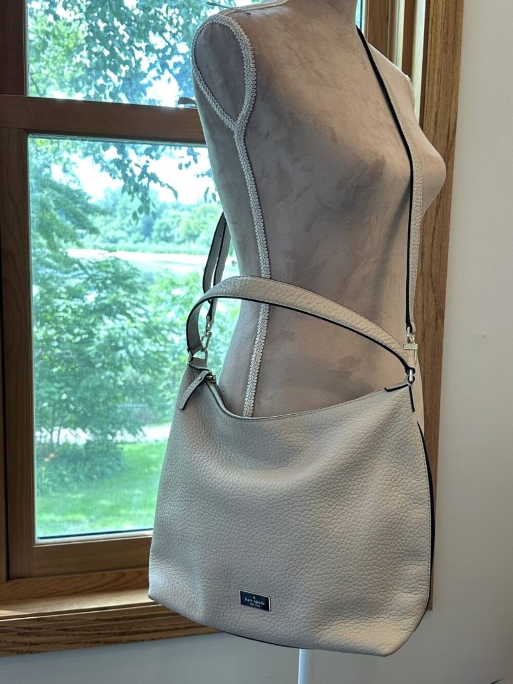Kate Spade Ivory Pebbled Leather Convertible Hobo Shoulder Crossbody Bag